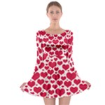 Hearts Valentine Pattern Seamless Long Sleeve Skater Dress