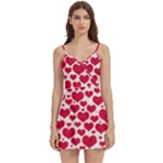 Hearts Valentine Pattern Seamless Body Wrap Sleeveless V-Neck Mini Dress