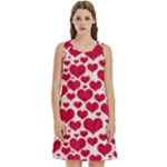 Hearts Valentine Pattern Seamless Round Neck Sleeve Casual Dress With Pockets