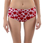 Hearts Valentine Pattern Seamless Reversible Mid-Waist Bikini Bottoms