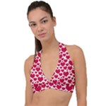 Hearts Valentine Pattern Seamless Halter Plunge Bikini Top