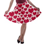 Hearts Valentine Pattern Seamless A-line Skater Skirt