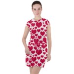 Hearts Valentine Pattern Seamless Drawstring Hooded Dress