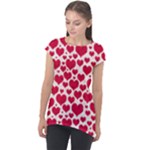 Hearts Valentine Pattern Seamless Cap Sleeve High Low Top