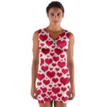 Hearts Valentine Pattern Seamless Wrap Front Bodycon Dress