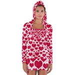 Hearts Valentine Pattern Seamless Long Sleeve Hooded T-shirt