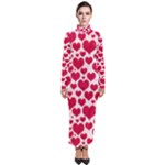 Hearts Valentine Pattern Seamless Turtleneck Maxi Dress