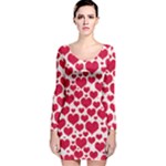 Hearts Valentine Pattern Seamless Long Sleeve Velvet Bodycon Dress