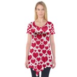 Hearts Valentine Pattern Seamless Short Sleeve Tunic 