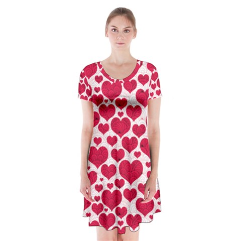 Hearts Valentine Pattern Seamless Short Sleeve V