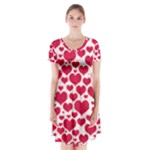 Hearts Valentine Pattern Seamless Short Sleeve V-neck Flare Dress