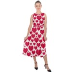 Hearts Valentine Pattern Seamless Midi Tie-Back Chiffon Dress