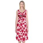 Hearts Valentine Pattern Seamless Midi Sleeveless Dress