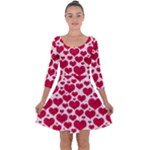 Hearts Valentine Pattern Seamless Quarter Sleeve Skater Dress