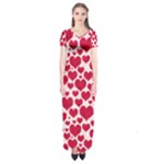 Hearts Valentine Pattern Seamless Short Sleeve Maxi Dress