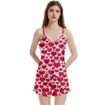 Hearts Valentine Pattern Seamless V-Neck Satin Loungewear Set