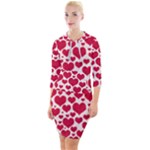 Hearts Valentine Pattern Seamless Quarter Sleeve Hood Bodycon Dress