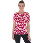 Hearts Valentine Pattern Seamless Shoulder Cut Out Short Sleeve Top