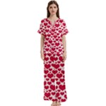 Hearts Valentine Pattern Seamless Short Sleeve Long Pants Satin Pajamas Set