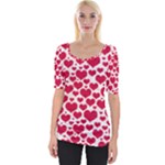 Hearts Valentine Pattern Seamless Wide Neckline T-Shirt