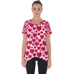 Hearts Valentine Pattern Seamless Cut Out Side Drop T-Shirt