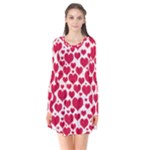 Hearts Valentine Pattern Seamless Long Sleeve V-neck Flare Dress