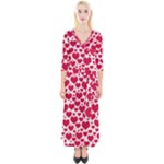 Hearts Valentine Pattern Seamless Quarter Sleeve Wrap Maxi Dress