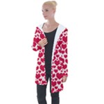 Hearts Valentine Pattern Seamless Longline Hooded Cardigan