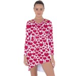 Hearts Valentine Pattern Seamless Asymmetric Cut-Out Shift Dress