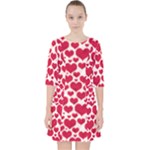 Hearts Valentine Pattern Seamless Quarter Sleeve Pocket Dress