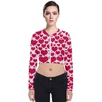 Hearts Valentine Pattern Seamless Long Sleeve Zip Up Bomber Jacket