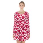 Hearts Valentine Pattern Seamless Long Sleeve Velvet V-neck Dress