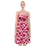 Hearts Valentine Pattern Seamless Spaghetti Strap Velvet Dress