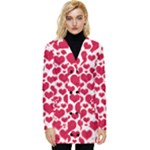 Hearts Valentine Pattern Seamless Button Up Hooded Coat 