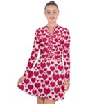 Hearts Valentine Pattern Seamless Long Sleeve Panel Dress