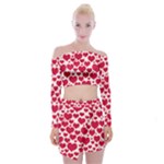 Hearts Valentine Pattern Seamless Off Shoulder Top with Mini Skirt Set