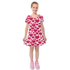 Hearts Valentine Pattern Seamless Kids  Short Sleeve Velvet Dress from ArtsNow.com