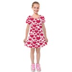 Hearts Valentine Pattern Seamless Kids  Short Sleeve Velvet Dress