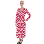 Hearts Valentine Pattern Seamless Velvet Maxi Wrap Dress