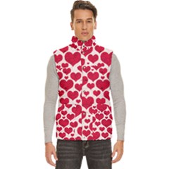 Hearts Valentine Pattern Seamless Men s High Neck Button Up Puffer Vest from ArtsNow.com