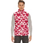 Hearts Valentine Pattern Seamless Men s High Neck Button Up Puffer Vest