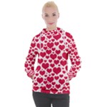 Hearts Valentine Pattern Seamless Women s Hooded Pullover