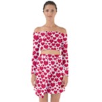 Hearts Valentine Pattern Seamless Off Shoulder Top with Skirt Set