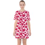 Hearts Valentine Pattern Seamless Sixties Short Sleeve Mini Dress