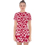 Hearts Valentine Pattern Seamless Drop Hem Mini Chiffon Dress