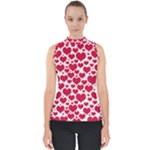 Hearts Valentine Pattern Seamless Mock Neck Shell Top