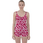 Hearts Valentine Pattern Seamless Tie Front Two Piece Tankini