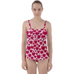 Hearts Valentine Pattern Seamless Twist Front Tankini Set