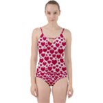 Hearts Valentine Pattern Seamless Cut Out Top Tankini Set