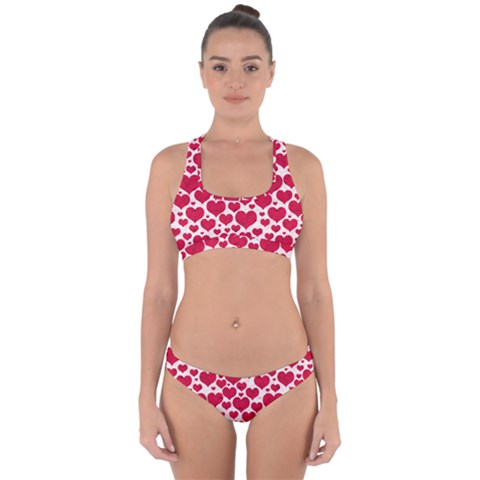 Hearts Valentine Pattern Seamless Cross Back Hipster Bikini Set from ArtsNow.com